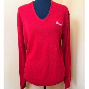VTG 80s Carmel Sweater Red V-Neck Pullover Bama Embroidered USA M Roll Tide